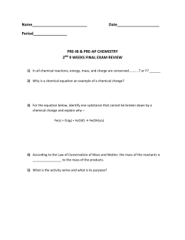 Stoichiometry Worksheet 2 (Mole