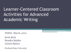 Learner-Centered Classroom Activities for Advanced Academic