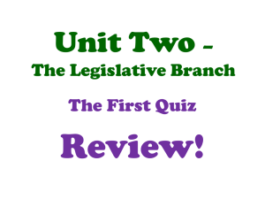 Unit Two * The Legislative Branch