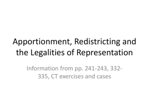 Apportionment, Redistricting and the Legalities of Representation