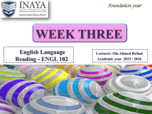 Week Three - INAYA Medical College