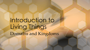 Domains and Kingdoms Introduction to Living Things Today, a three