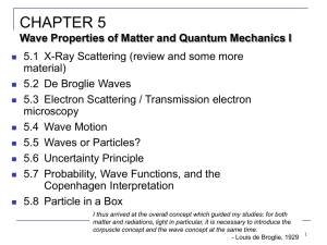 CHAPTER 5: Wave Properties of Matter and Quantum Mechanics I