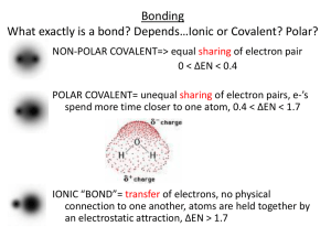 Recall: What exactly is a bond? Depends*Ionic or Covalent? Polar?
