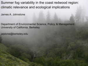 (1951-2008) in the Redwood region Fog = cloud ceiling at/below