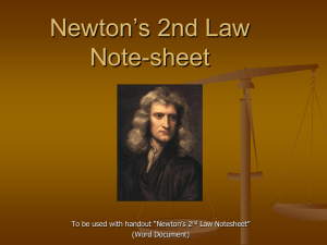 Newton's 2nd Law Note