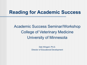 Reading for Academic Success - University of Minnesota College of