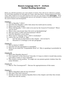 Honors Language Arts 9 – Anthem Guided Reading Questions