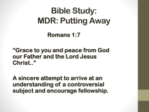 Bible Study: MDR: Putting Away