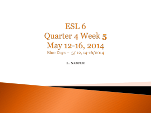 ESL 6 Quarter 4 Week 1 APRIL 14-18, 2014Gold Days * 4/14/16