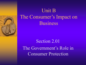 Unit B The Consumer's Impact on Business