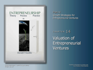 14. Valuation of Entrepreneurial Ventures.