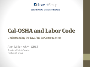 Cal-OSHA and Labor Code PPTX - Alliance Occupational Medicine