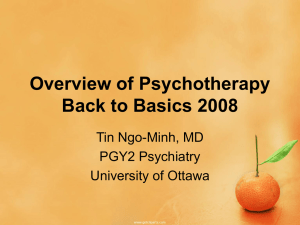 Overview of Psychotherapies - Dr. Tin Ngo
