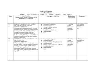 Grade Level Planning Lesson Plans/Minutes Week of ___5/7/2012