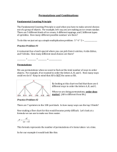 PACKET 1 - Permutations and Combinations