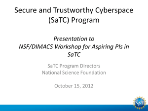 Secure and Trustworthy Cyberspace (SaTC) Program