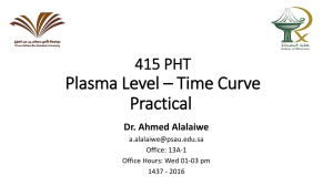 415 PHT Plasma Level – Time Curve Practical Dr. Ahmed Alalaiwe