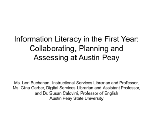 Information Literacy in the First Year: Collaborating, Planning and