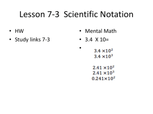 Lesson 7-3 Scientific Notation