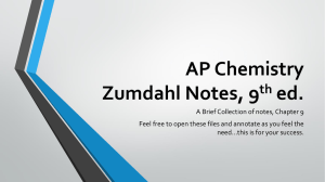 AP Chemistry Zumdahl Notes, 9th ed.