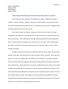 Foundations of Business 1050 - Essay 1