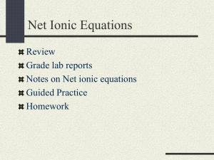 Net Ionic Equations - WaylandHighSchoolChemistry