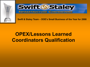 OPEX Coordinator Training and Qualification