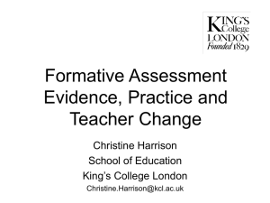 Formative Assessment, Evidence, Practice and Teacher