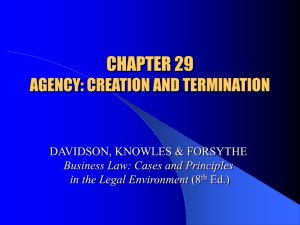 CHAPTER 31 AGENCY: CREATION AND TERMINATION