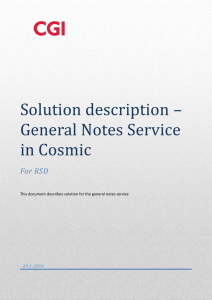 Solution description * General Notes Service in Cosmic