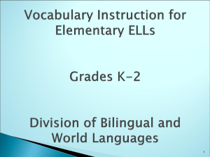 Vocabulary Instruction for ELLs at Elementary Level Grades 1 and 2