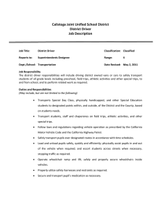 Calistoga Joint Unified School District District Driver Job Description