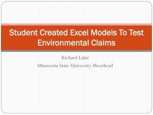 Student Created Excel Models To Test Environmental Claims