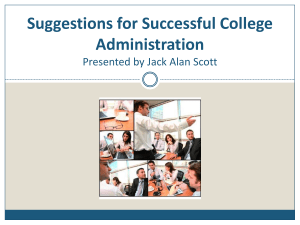 Suggestions for Successful College Administration