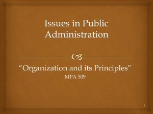 Issues in Public Administration Organization and its Principles