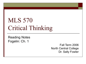 MLS570-1 - NCC Courses: Dr. Sarah B. Fowler