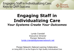Engaging Staff in Individualized Care