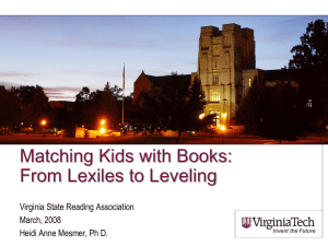 Matching Kids with Books: From Lexiles to