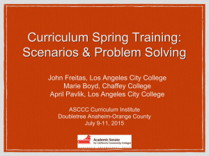 Curriculum Spring Training: Scenarios & Problem Solving