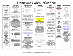 Homework Menu/Guthrie - San Juan Unified School District