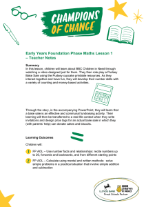 Early Years Foundation Phase Maths Lesson 1 Teacher Notes