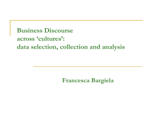 Business Discourse across 'cultures': data selection, collection and