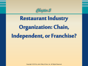 chapter 5 * restaurant industry organization