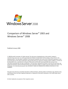 Windows® Server® 08 - Microsoft Center