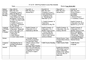Lesson Plan & Homework Week 2 Aug. 20-24, 2012