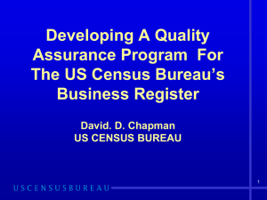 Developing A Quality Assurance Program For The US Census