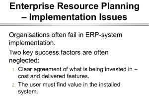 Enterprise Resource Planning – Implementation Issues