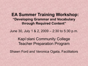 EA Summer Training Workshop: “Developing Grammar and