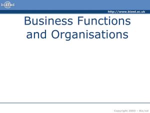 Business Functions and Organisation